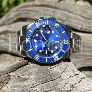DIY Custom Made SUB MODS Watch NH35 Automatic Blue Dial Sub Blue/White Insert